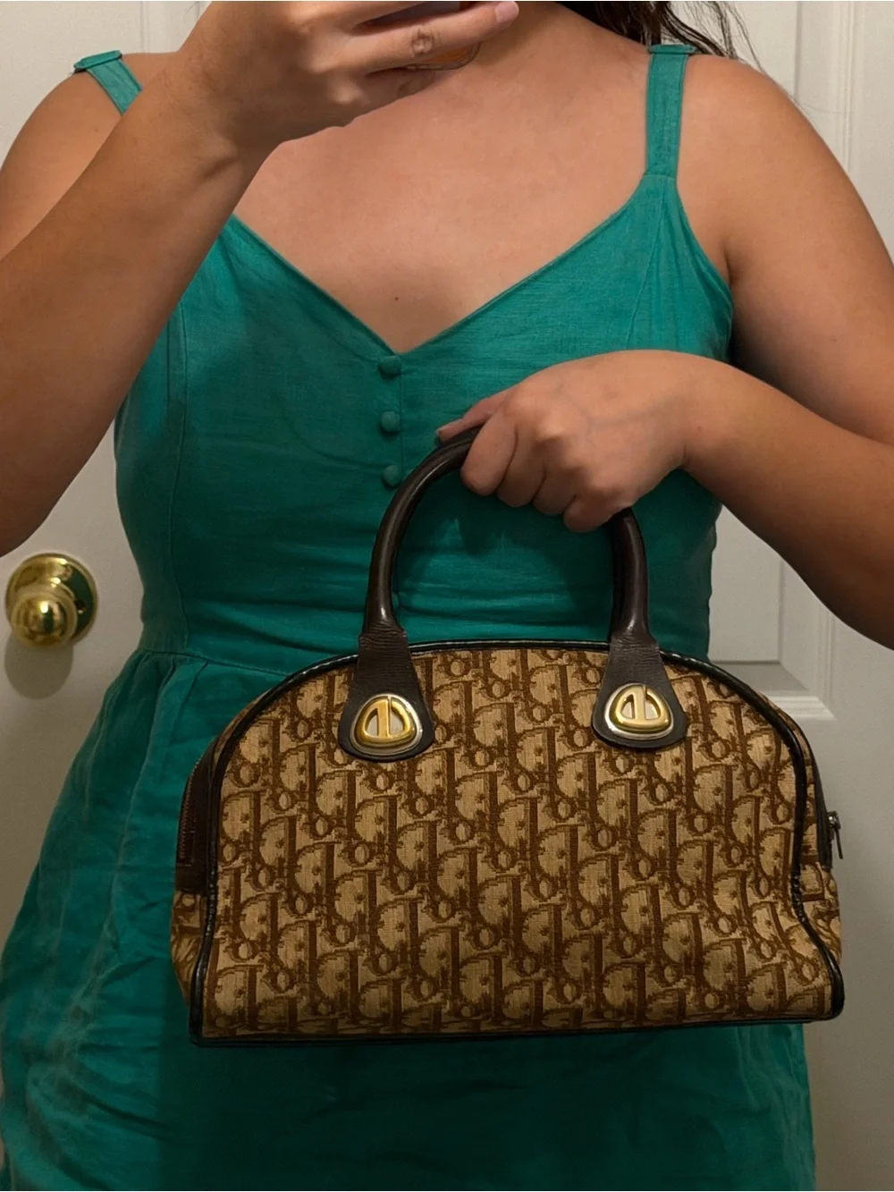 Vintage Christian Dior Iconic Trotter Brown Boston Bag